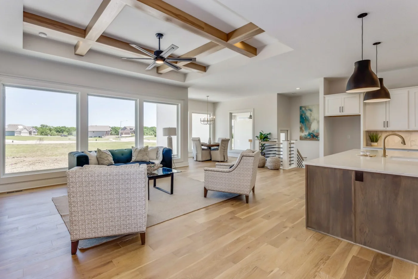 Summerset Terrace Farmhouse Living Room and Dining Room